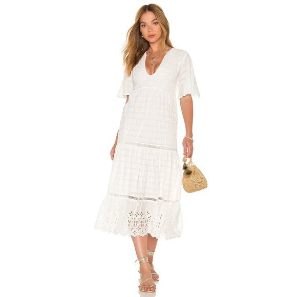 PQ Swim Juniper Eyelet Midi Dress Water Lily White Womens Size XS/S - Picture 2 of 11